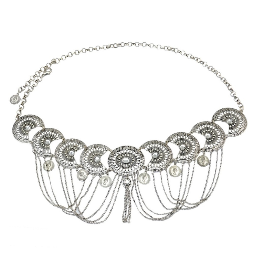 🔥 Best Seller! Silver Boho Belt w/ Crystals Chain - Picture 3 of 4